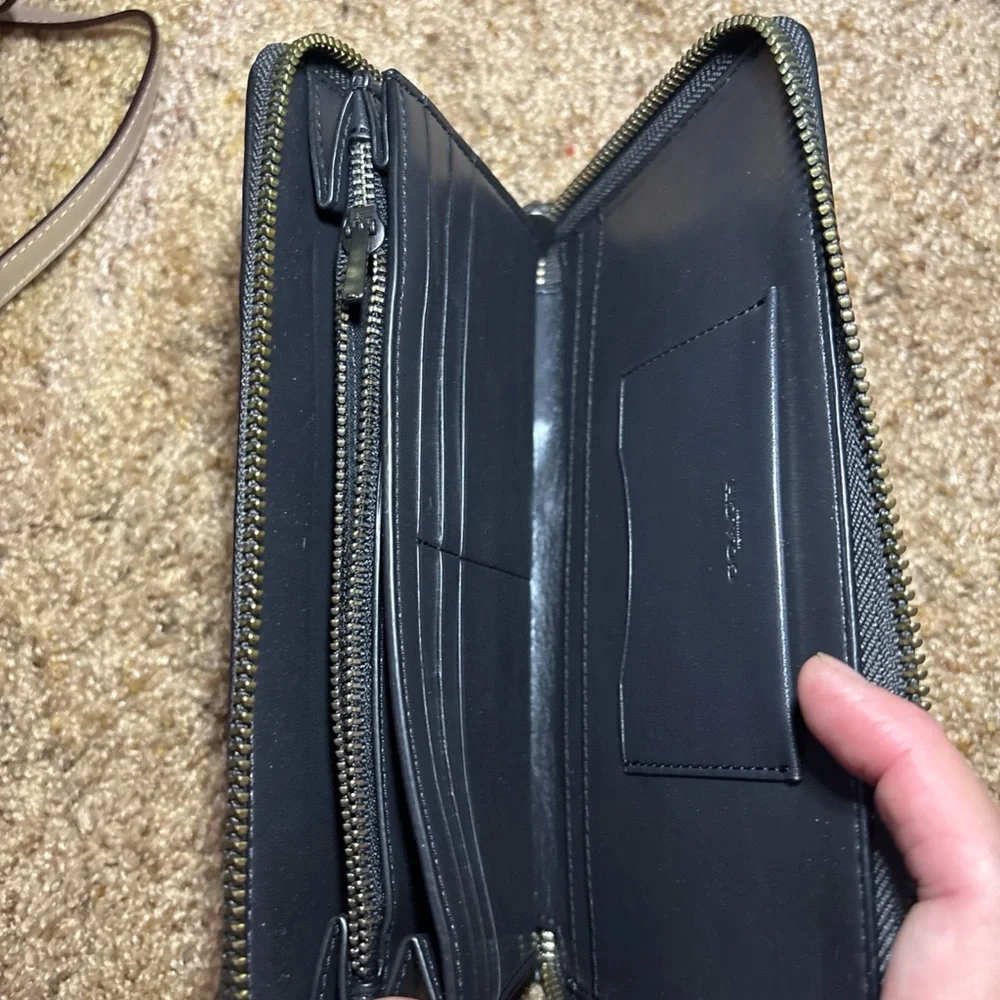 Coach Charcoal Embossed Zip Wallet - Picture 3 of 3